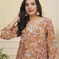 Vaasva Women Rust Tissue Shimmer Kurta With Silk Pant & Dupatta | Swadesiicart
