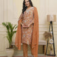 Vaasva Women Rust Tissue Shimmer Kurta With Silk Pant & Dupatta | Swadesiicart