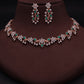 Tehzeeb Creations Rose Gold Pleated White Diamond With Green Beads Necklace Set - Swadesiicart