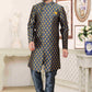 Raivat Ethnic Banarasi Jacquard Embroidery Semi Indo Western Sherwani In Grey Blue Colour | Swadesiicart