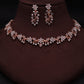 Tehzeeb Creations Rose Gold Pleated White Diamond With Gray Beads Necklace Set - Swadesiicart