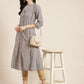 Juniper Womens Grey Cotton Dobby Kalidar Kurta - Swadesiicart