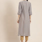 Juniper Womens Grey Cotton Dobby Kalidar Kurta - Swadesiicart