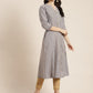 Juniper Womens Grey Cotton Dobby Kalidar Kurta - Swadesiicart