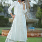 Juniper Womens White Cotton Dobby Kalidar Kurta - Swadesiicart