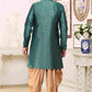 Raivat Ethnic Banarasi Jacquard Embroidery Semi Indo Western Sherwani In Green Colour | Swadesiicart