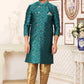 Raivat Ethnic Banarasi Jacquard Embroidery Semi Indo Western Sherwani In Green Colour | Swadesiicart