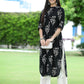Juniper Womens Black Rayon Slub Printed Straight Kurta - Swadesiicart