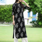 Juniper Womens Black Rayon Slub Printed Straight Kurta - Swadesiicart