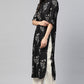 Juniper Women's Black Rayon Slub Bandhani Straight Kurta - Swadesiicart