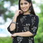 Juniper Womens Black Rayon Slub Printed Straight Kurta - Swadesiicart