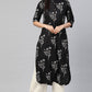 Juniper Women's Black Rayon Slub Bandhani Straight Kurta - Swadesiicart