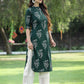 Juniper Womens Jadegreen Rayon Slub Printed Straight Kurta - Swadesiicart
