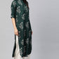 Juniper Women's Jadegreen Rayon Slub Bandhani Straight Kurta - Swadesiicart