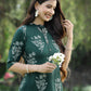 Juniper Womens Jadegreen Rayon Slub Printed Straight Kurta - Swadesiicart