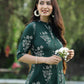 Juniper Womens Jadegreen Rayon Slub Printed Straight Kurta - Swadesiicart