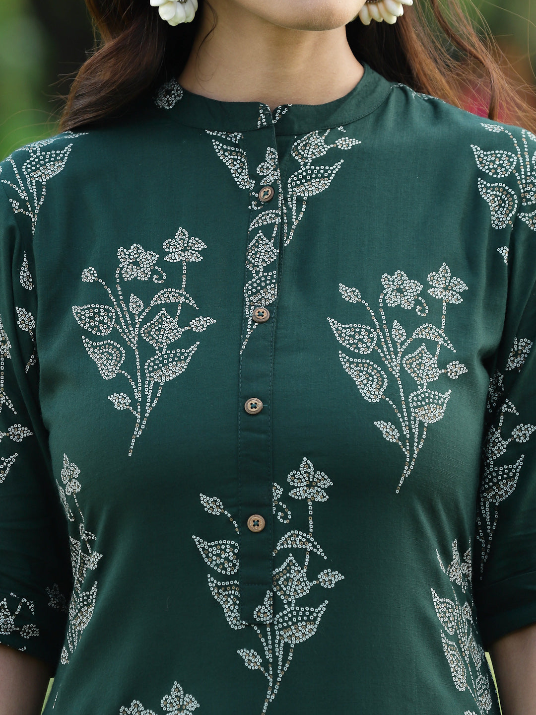 Juniper Womens Jadegreen Rayon Slub Printed Straight Kurta - Swadesiicart
