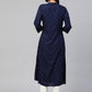 Juniper Womens Indigo Rayon Slub Placement Printed A Line Kurta - Swadesiicart