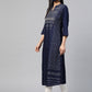 Juniper Womens Indigo Rayon Slub Placement Printed A Line Kurta - Swadesiicart