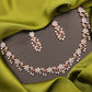 Tehzeeb Creations Rose Gold Pleated White Diamond With Gray Beads Necklace Set - Swadesiicart