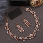 Tehzeeb Creations Rose Gold Pleated White Diamond With Gray Beads Necklace Set - Swadesiicart