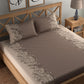 CHHAVI INDIA Brown Ethnic Motifs Cotton 210 TC King Bedsheet with 2 Pillow Covers - Swadesiicart