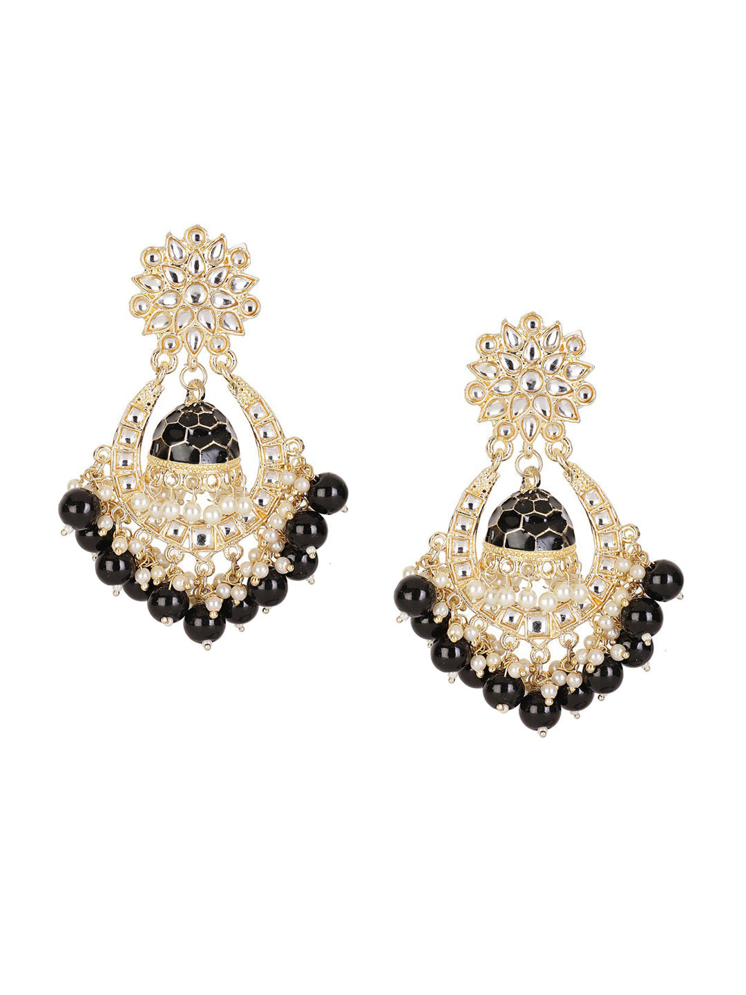 Shining Diva Black Classic Chandbalis Earrings - Swadesiicart