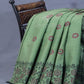 Pista Mix Colour Block Print With Mirron Embroidered Pure Mulmul Cotton Saree By Gayathri Reddy Designer Studio | Swadesiicart