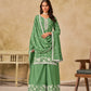 Anaita Green Heavy Chinon Palazzo Suit With Embroidery Work