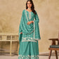 Anaita Sky Blue Heavy Chinon Palazzo Suit With Embroidery Work
