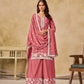 Anaita Peach Heavy Chinon Palazzo Suit With Embroidery Work