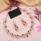 Tehzeeb Creations Rose Gold Pleated White Diamond With Maroon Beads Necklace Set - Swadesiicart