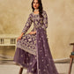 Anaita Purple Heavy Net Suit With Embroidery Work