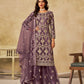 Anaita Purple Heavy Net Suit With Embroidery Work