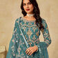 Anaita Teal Blue Heavy Net Suit With Embroidery Work