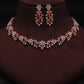 Tehzeeb Creations Rose Gold Pleated White Diamond With Orange Beads Necklace Set - Swadesiicart
