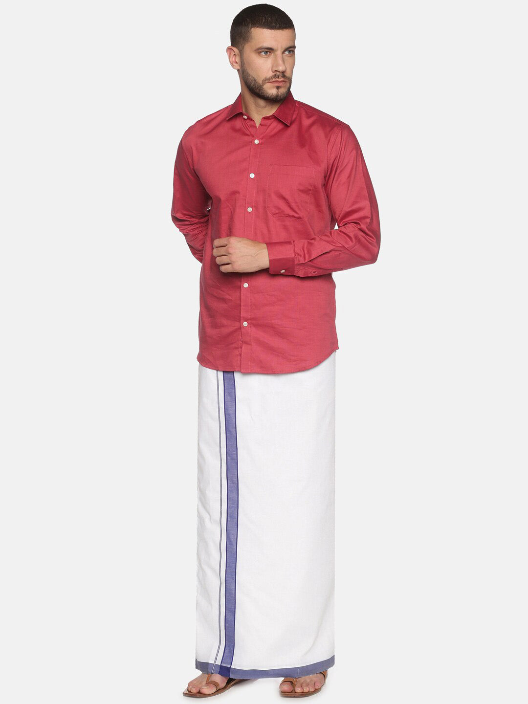 Sethukrishna Men White Solid Cotton Dhoti | Swadesiicart