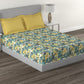 MYTRIDENT Yellow Green Printed Cotton 144 TC Queen Bedsheet With 2 Pillow Covers - Swadesiicart