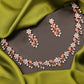 Tehzeeb Creations Rose Gold Pleated White Diamond With Orange Beads Necklace Set - Swadesiicart