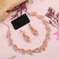 Tehzeeb Creations Rose Gold Pleated White Diamond With Orange Beads Necklace Set - Swadesiicart