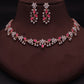 Tehzeeb Creations Rose Gold Pleated White Diamond With Pink Beads Necklace Set - Swadesiicart