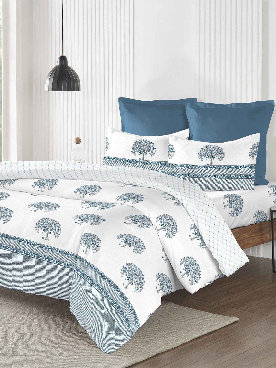 MYTRIDENT Road To Jaipur Purple Printed Cotton 210 TC King Bedsheet with 2 Pillow Covers - Swadesiicart