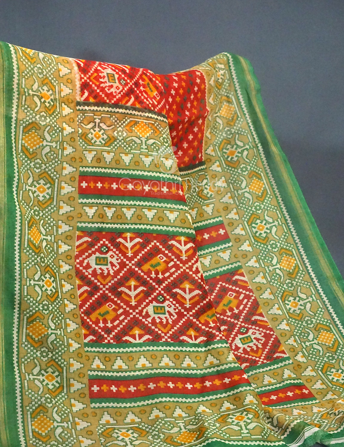 Shades of Orange Bandhni Design Semi Chanderi Saree By Gayathri Reddy Designer Studio | Swadesiicart
