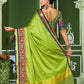 Mitera Olive Green & Blue Zari Pure Silk Banarasi Saree | Swadesiicart