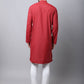 Even Apparels Maroon Cotton Checked Men's Kurta With Band Collar | Swadesiicart