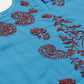 ADA Women Blue & Maroon Chikankari Embroidered High Low Handloom Sustainable Kurta with Trousers | Swadesiicart