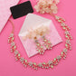 Tehzeeb Creations Rose Gold Pleated White Diamond With Sea Green Beads Necklace Set - Swadesiicart