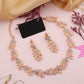 Tehzeeb Creations Rose Gold Pleated White Diamond With Sea Green Beads Necklace Set - Swadesiicart