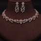 Tehzeeb Creations Rose Gold Pleated White Diamond With Sky Blue Beads Necklace Set - Swadesiicart