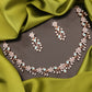 Tehzeeb Creations Rose Gold Pleated White Diamond With Sky Blue Beads Necklace Set - Swadesiicart